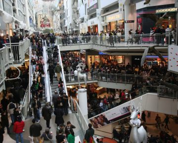 A photo of a crowded shopping mall