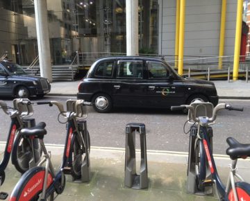A London black cab in the street uberization