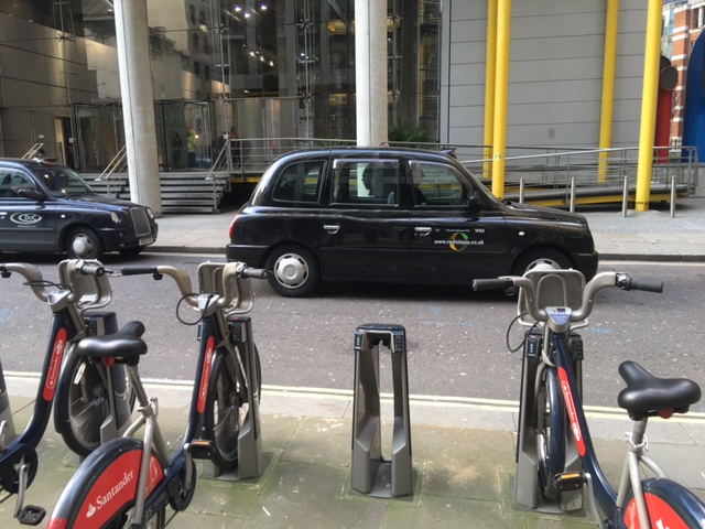 A London black cab in the street uberization