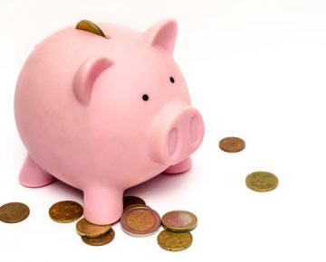 A piggy bank with coins