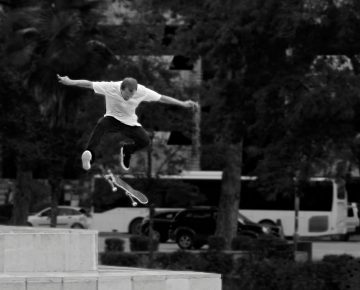 man doing skateboarding trick